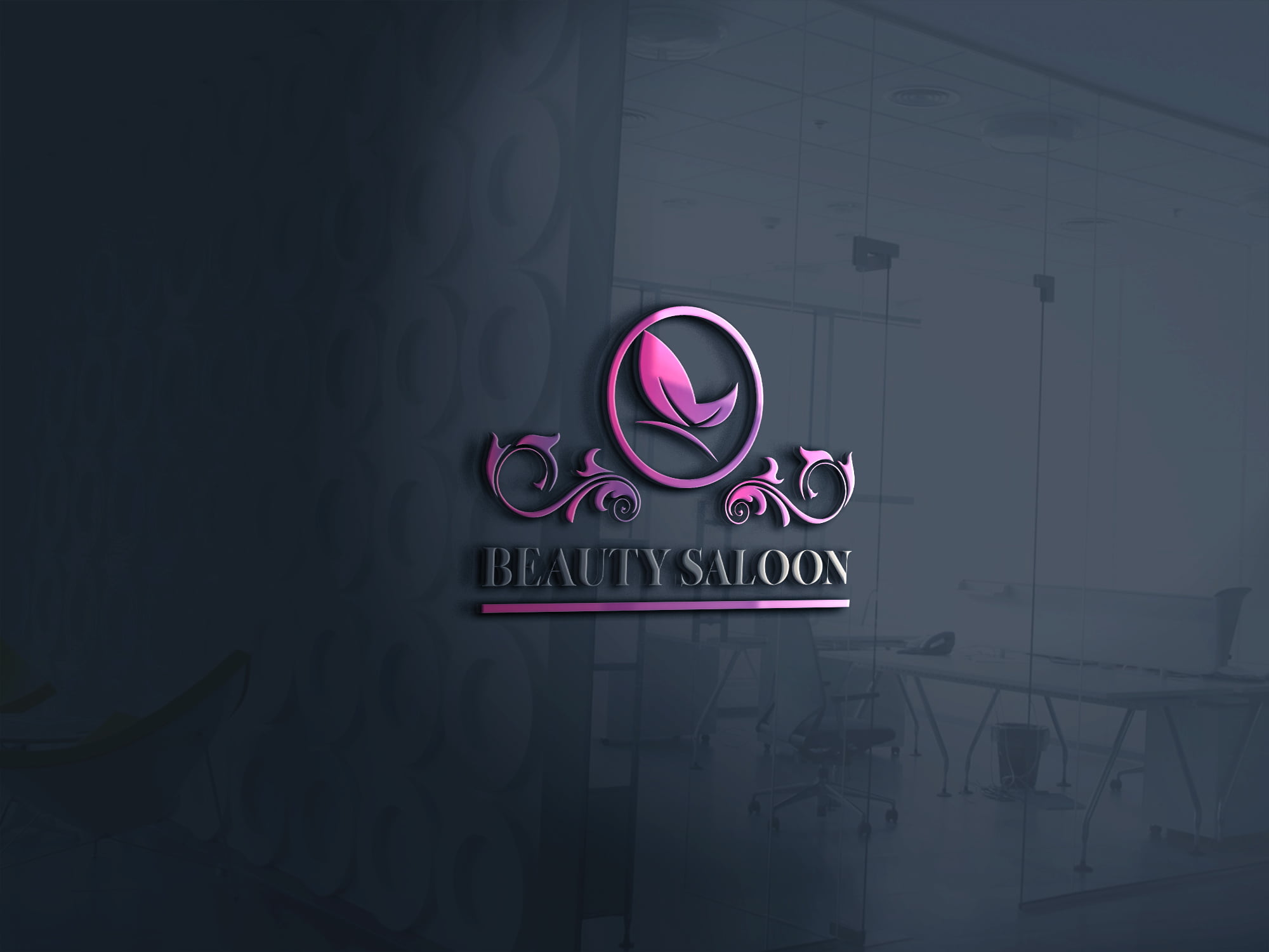 3d beauty saloon logo design