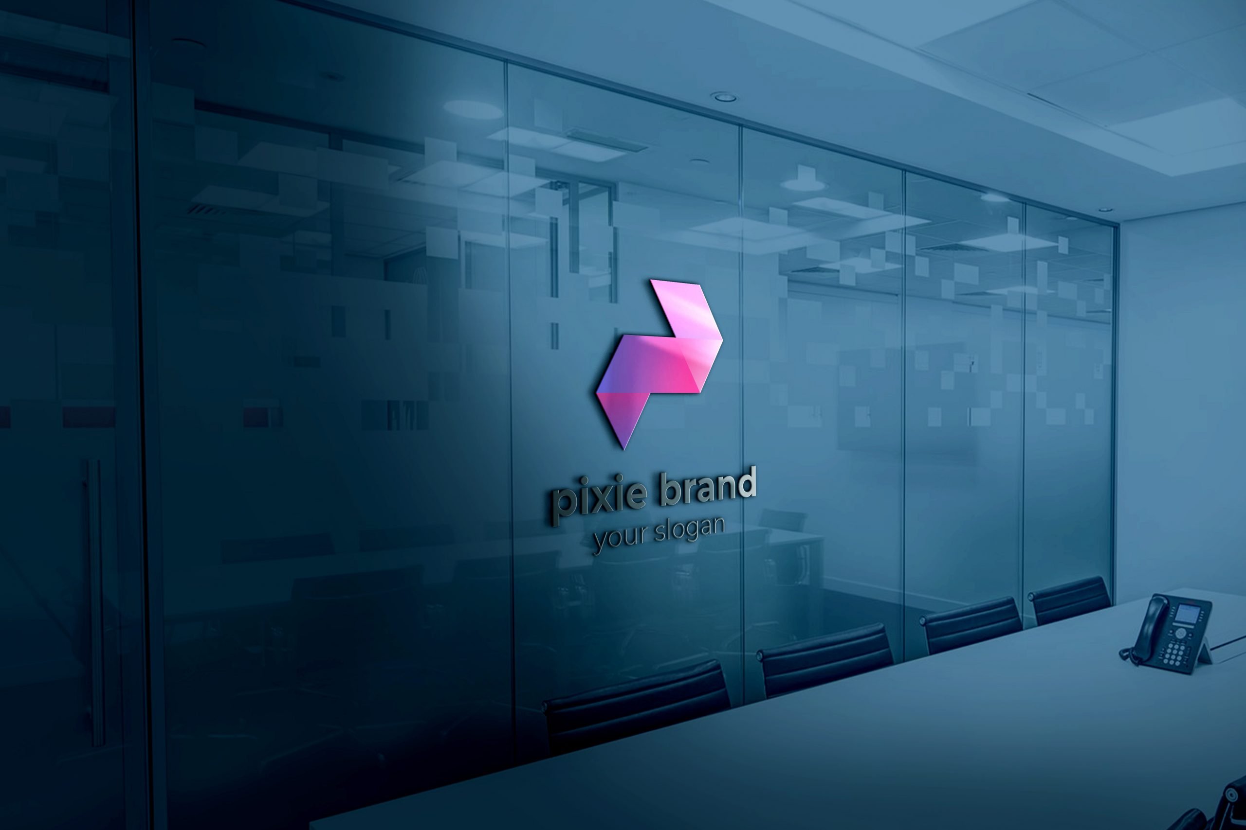 3d pixie brand logo presentation