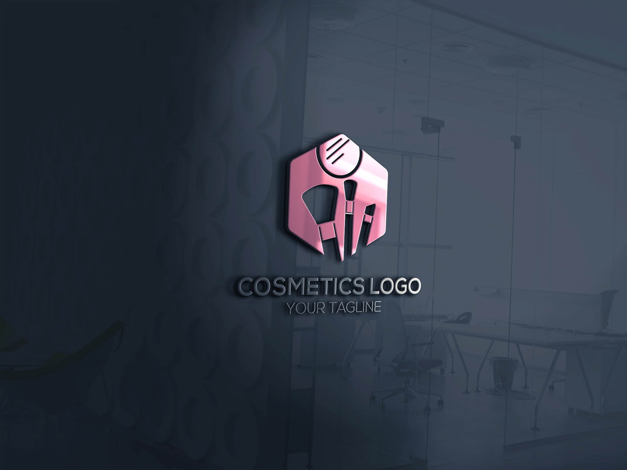 3d wall cosmetics logo showcase