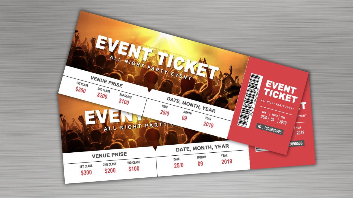 Musical DJ Party event ticket design template GraphicsFamily