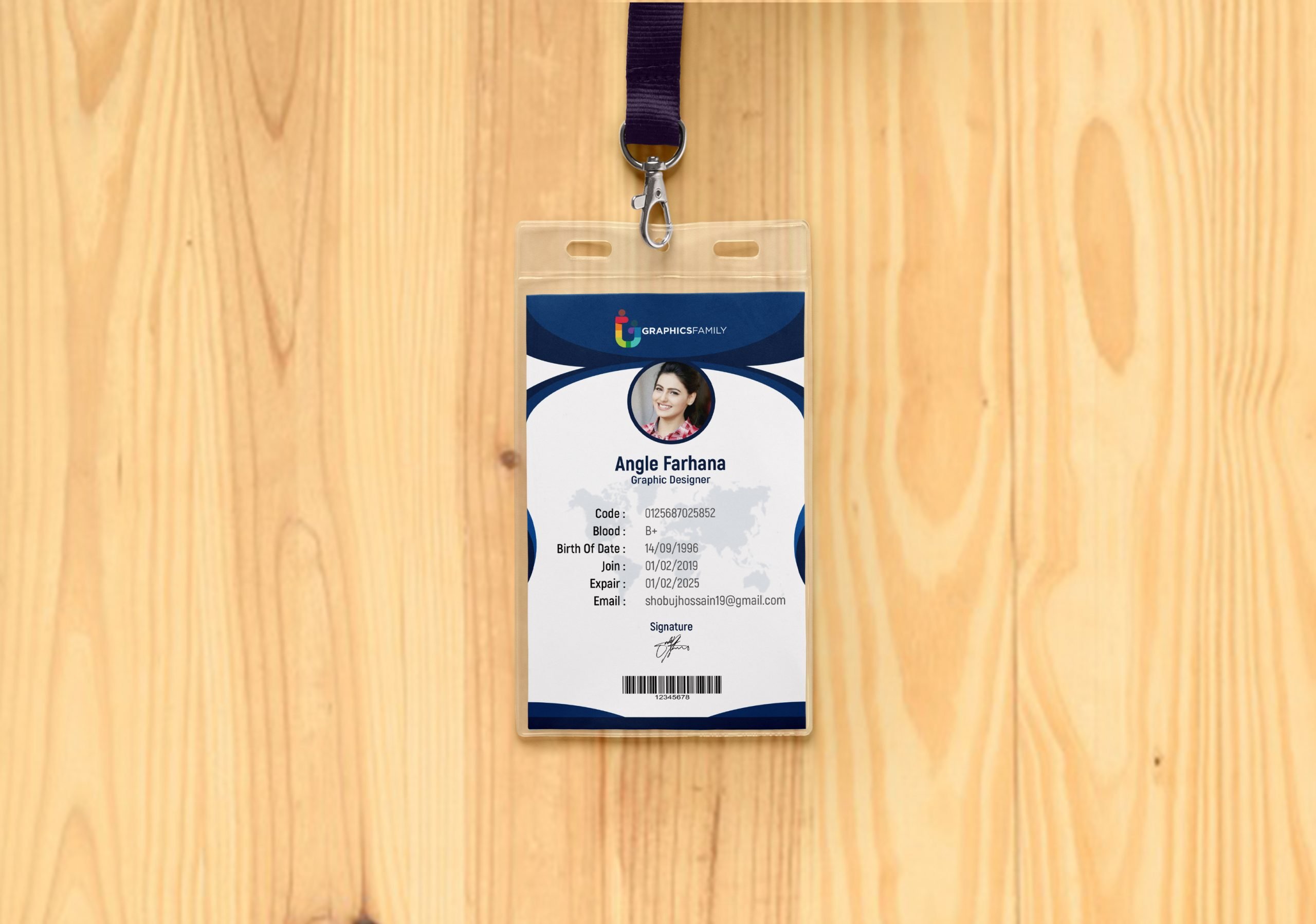 Id-card design with abstract style free psd