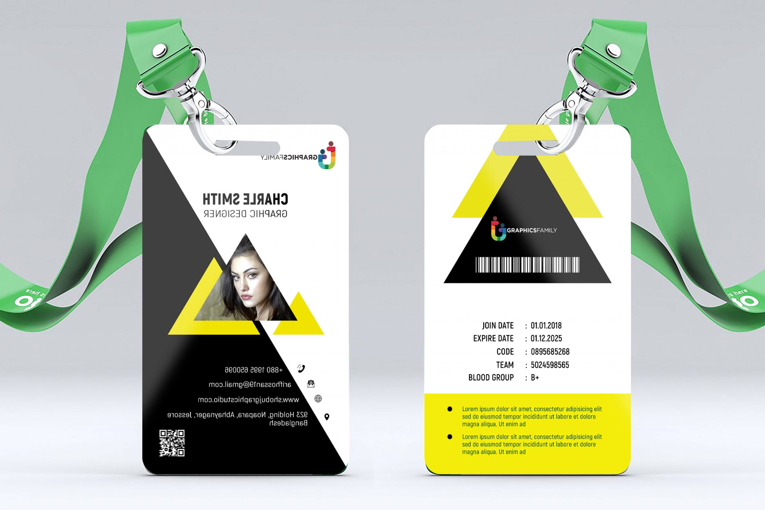 Creative Id-Card For Corporate use Free Template – GraphicsFamily With Regard To Georgia Id Card Template