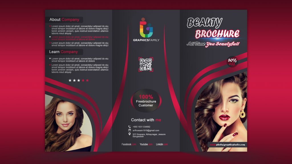 Modern Beauty Trifold Brochure Design Free PSD – GraphicsFamily