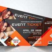 Night Club Event-Ticket Design Free Psd