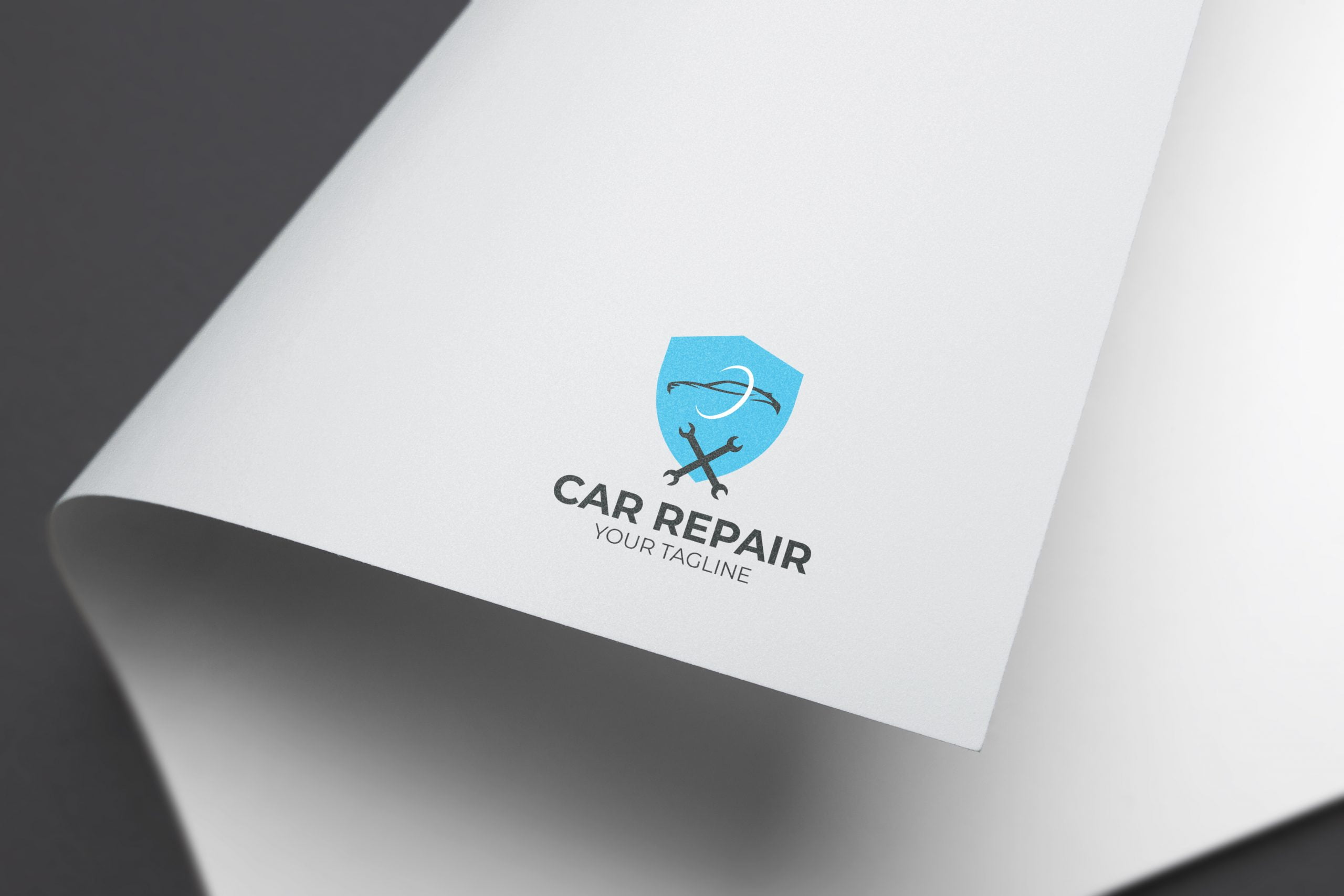 car repair logo white mockup