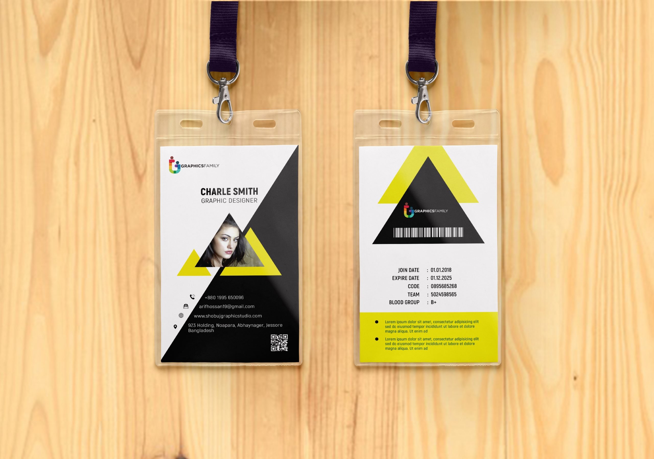 Creative Id Card For Corporate Use Free Template GraphicsFamily