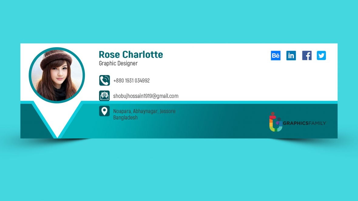 Download Email Signature Design In Flat Style PSD