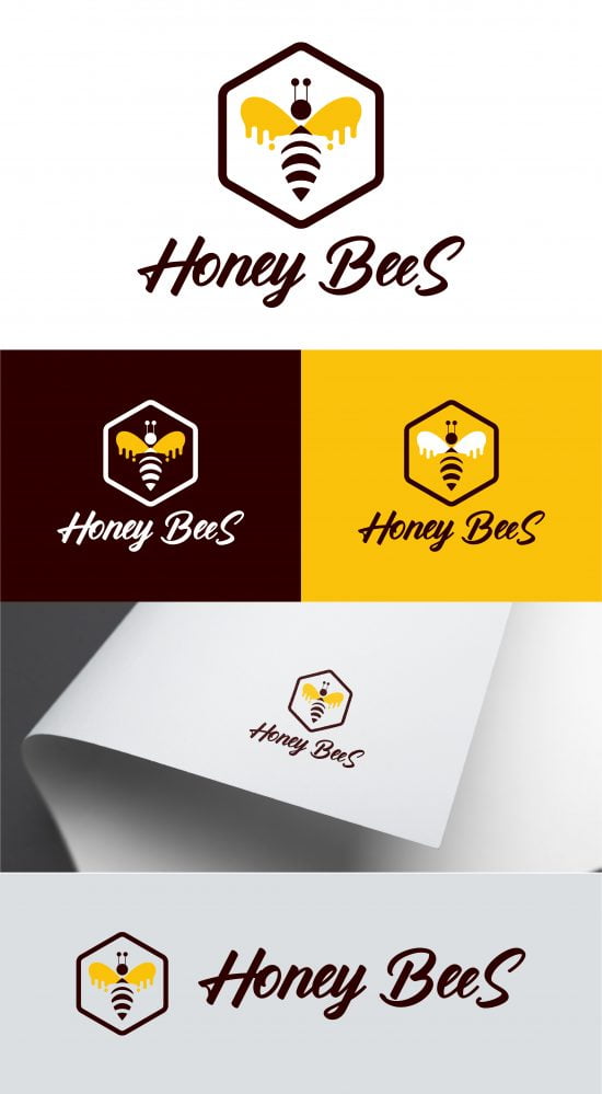 honey bees logo template