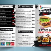 Restaurant Food Menu Trifold brochure Design Free Template