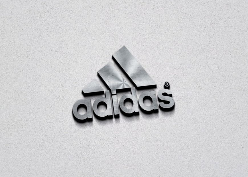 Adidas Free 3D Metallic Silver Logo PSD Mockup