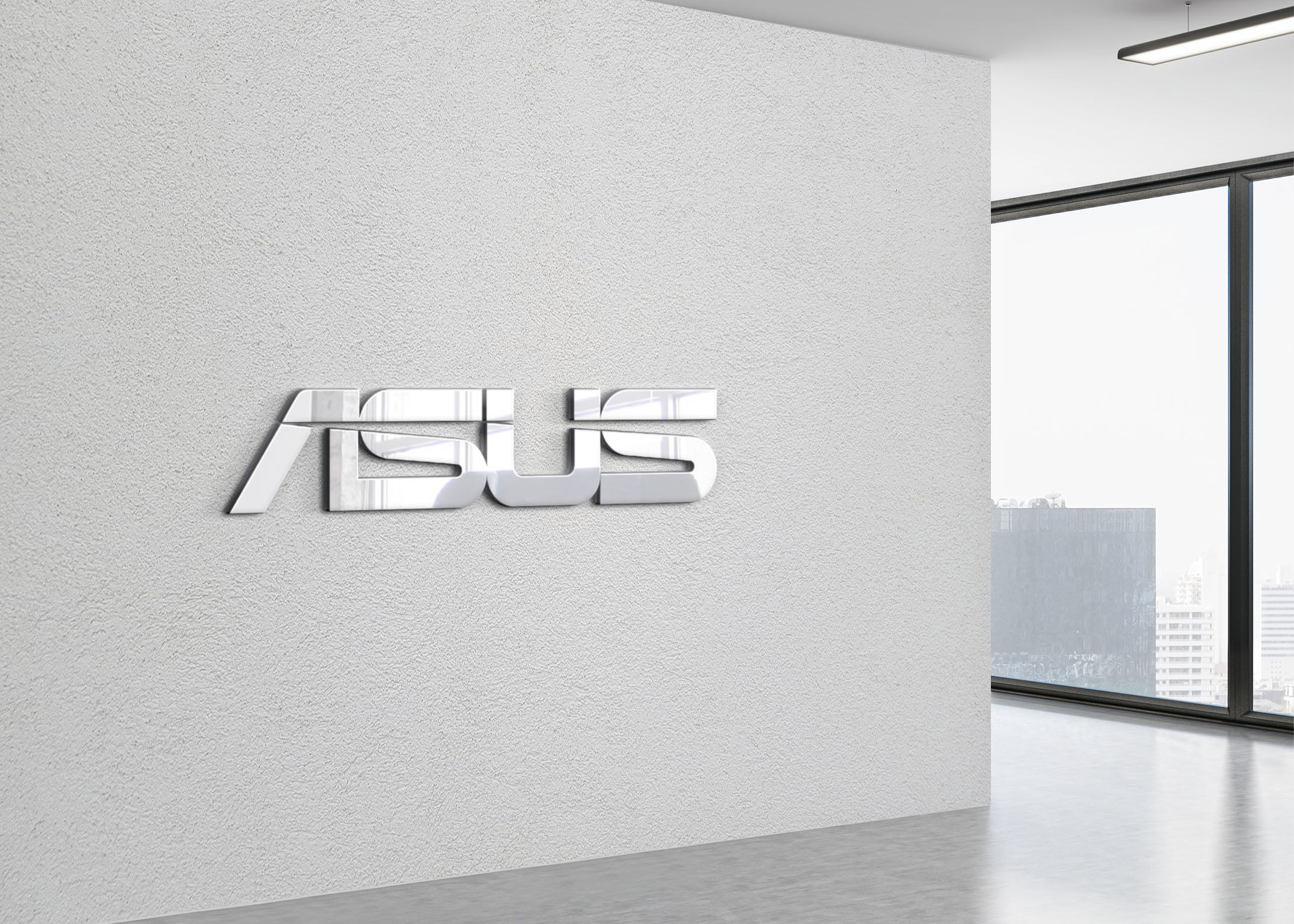 Asus Logo on 3d office wall