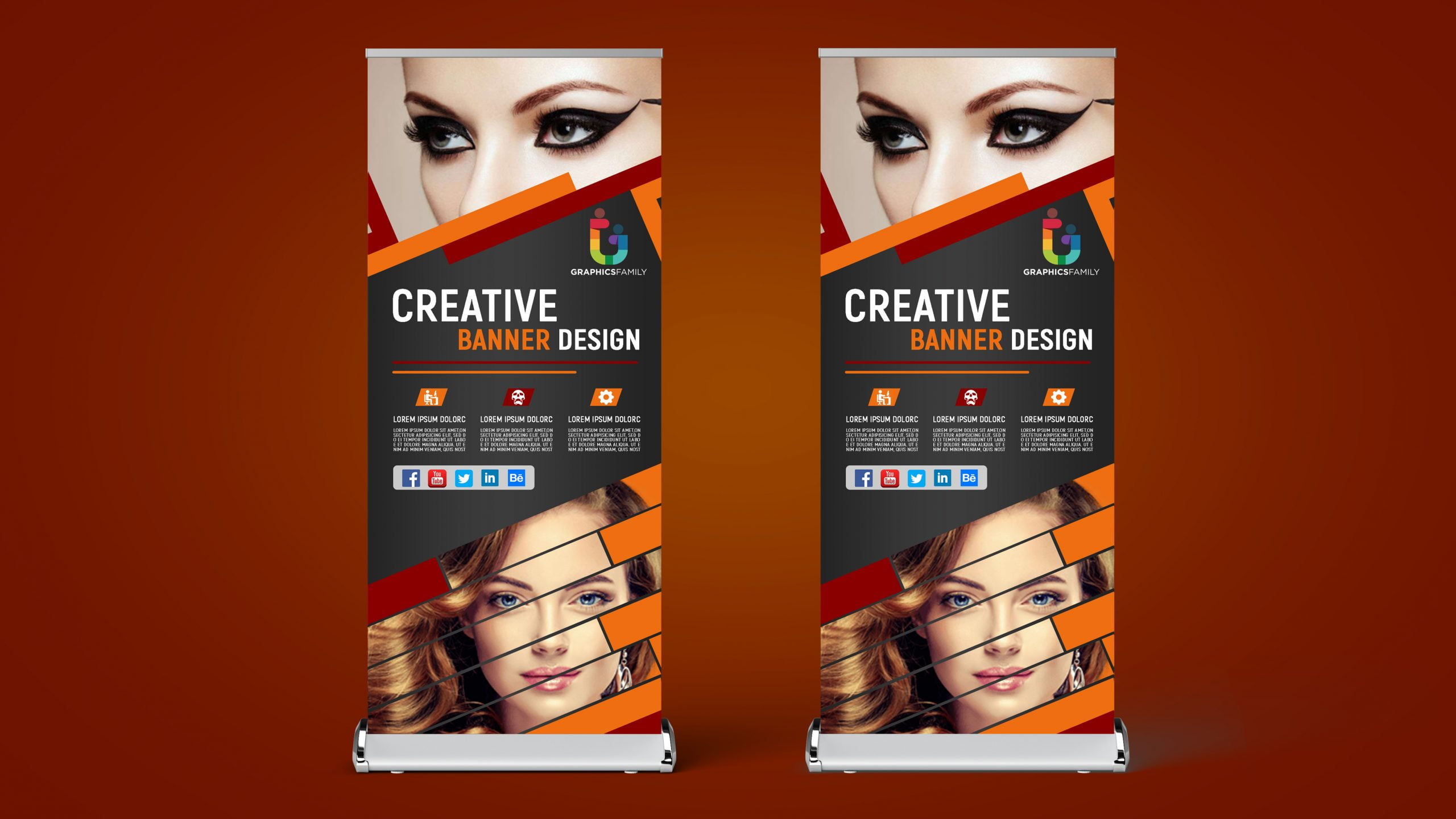 Beauty parlor roll up banner psd