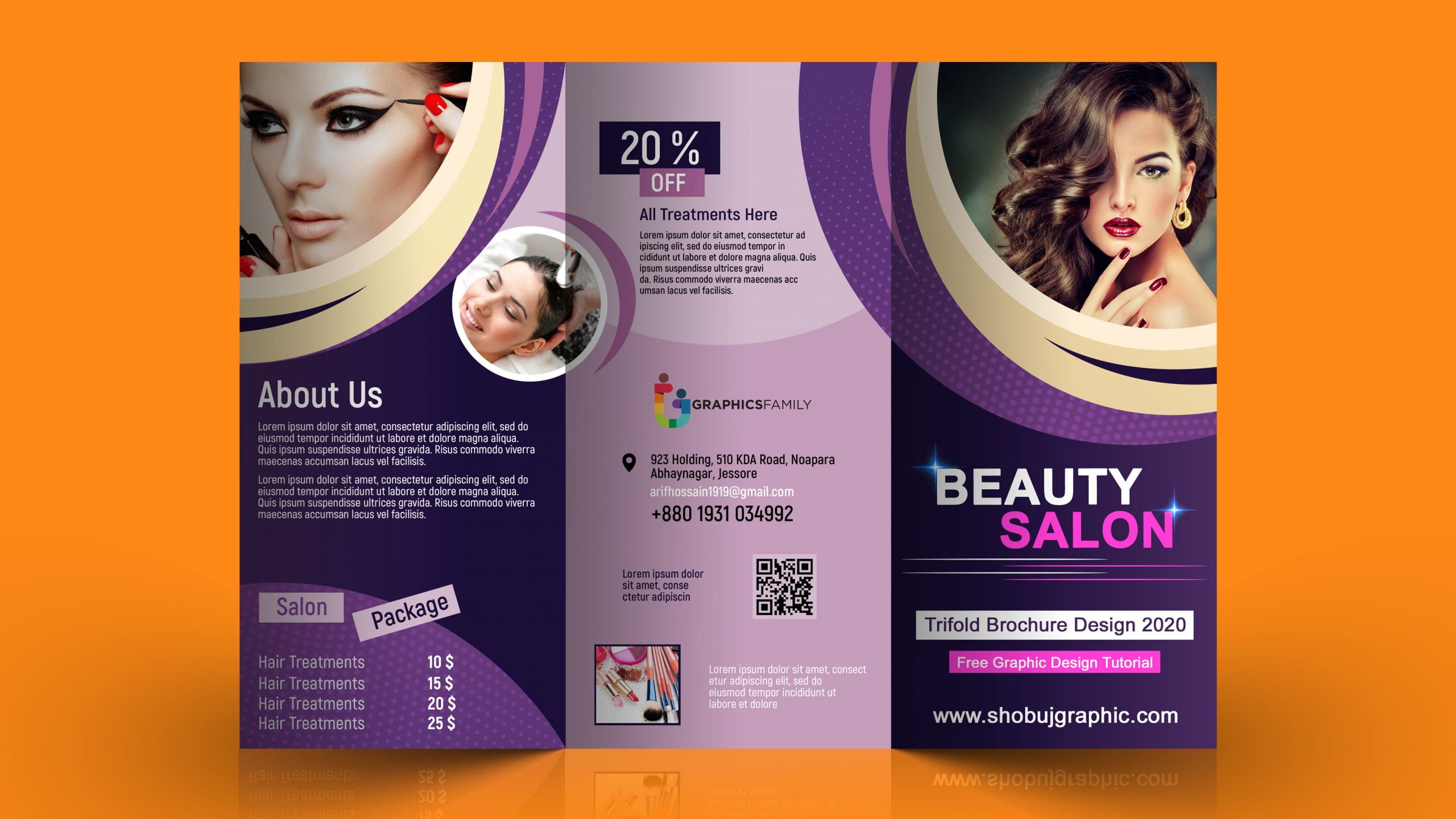Beauty Salon Tri Fold Brochure Design Template GraphicsFamily