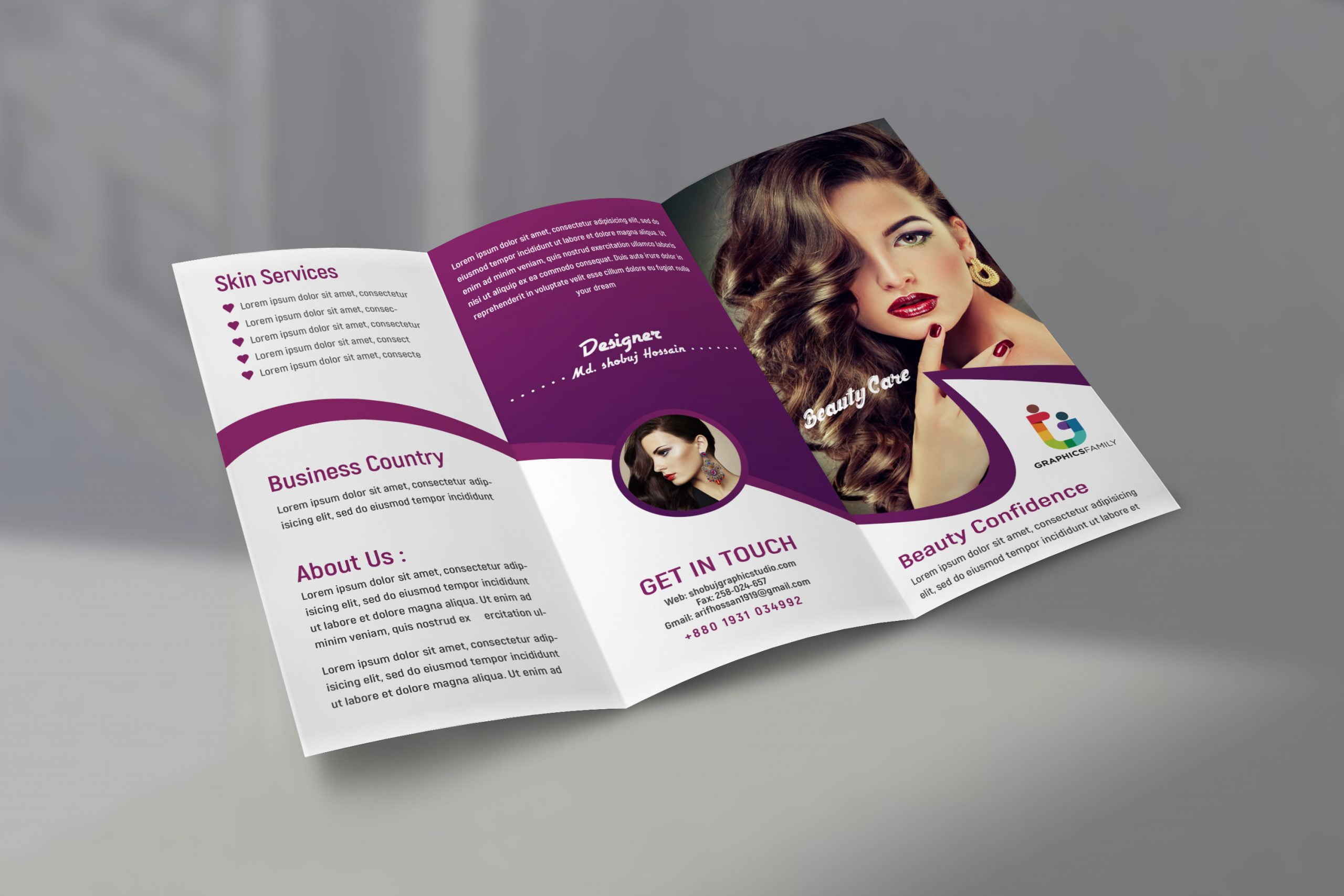 Creative Tri Fold Brochure  Design For Beauty Salon Free  