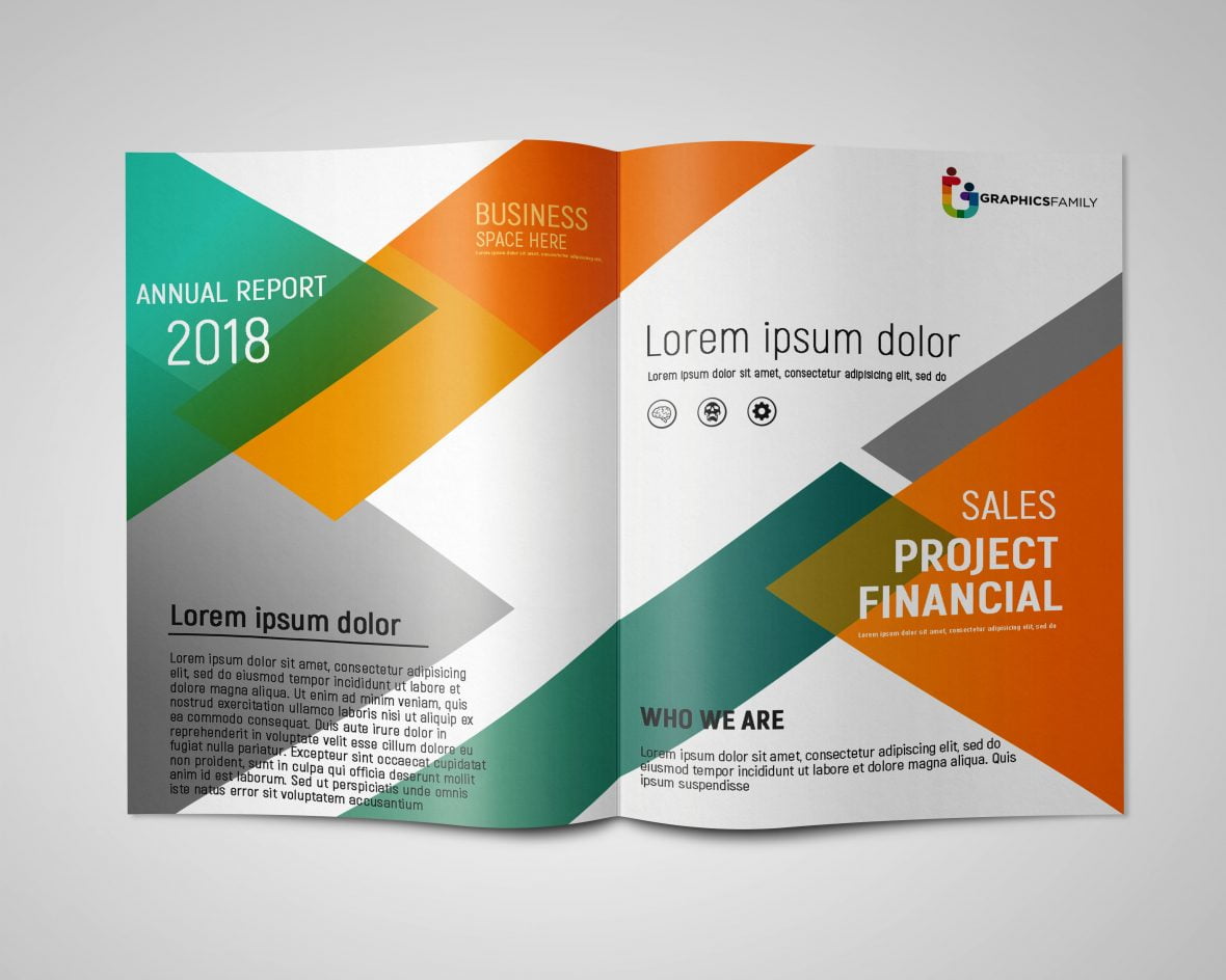 Business Bi fold Brochure in Abstract Style Fee psd – GraphicsFamily