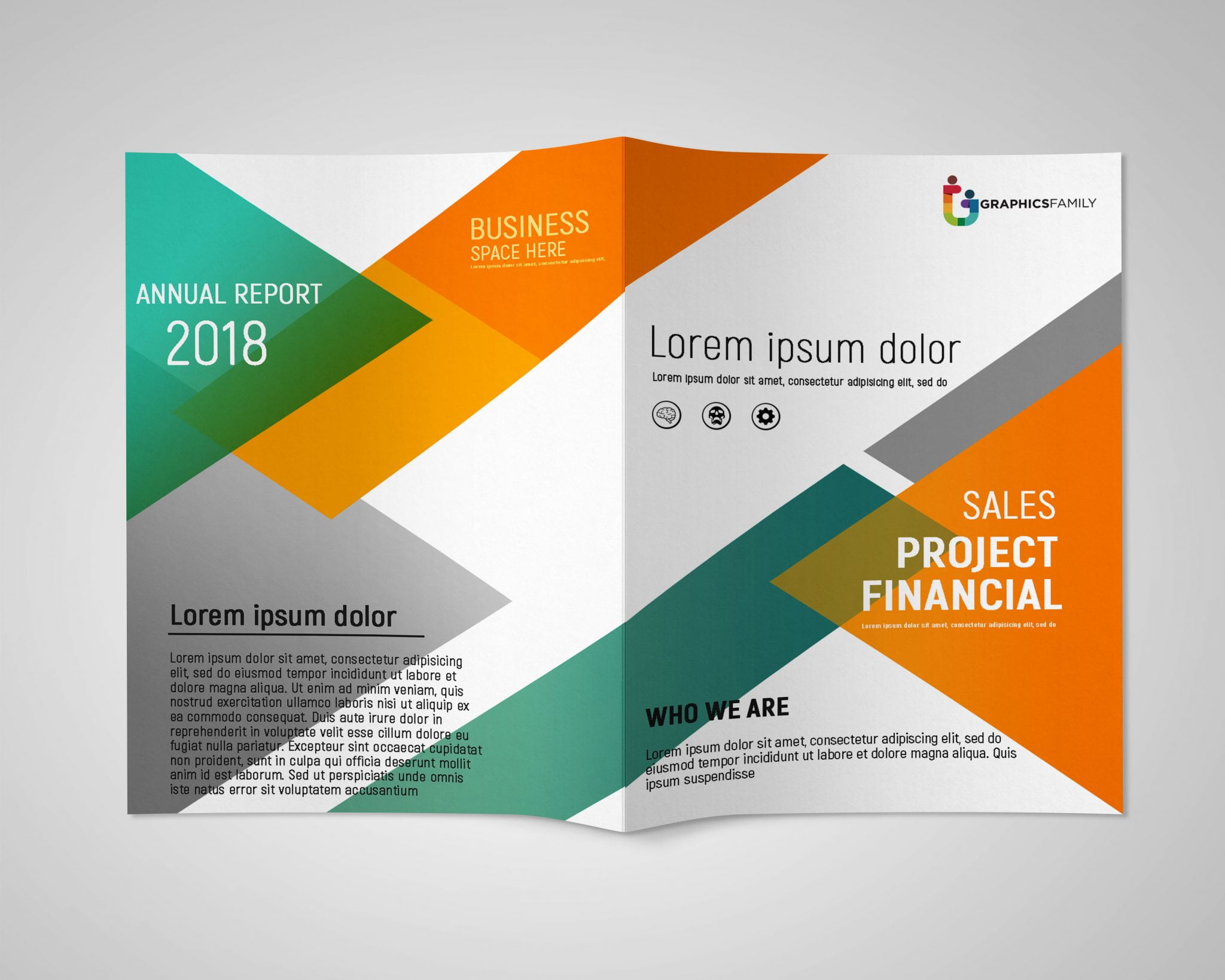 Business Bi fold Brochure in Abstract Style Fee psd – GraphicsFamily