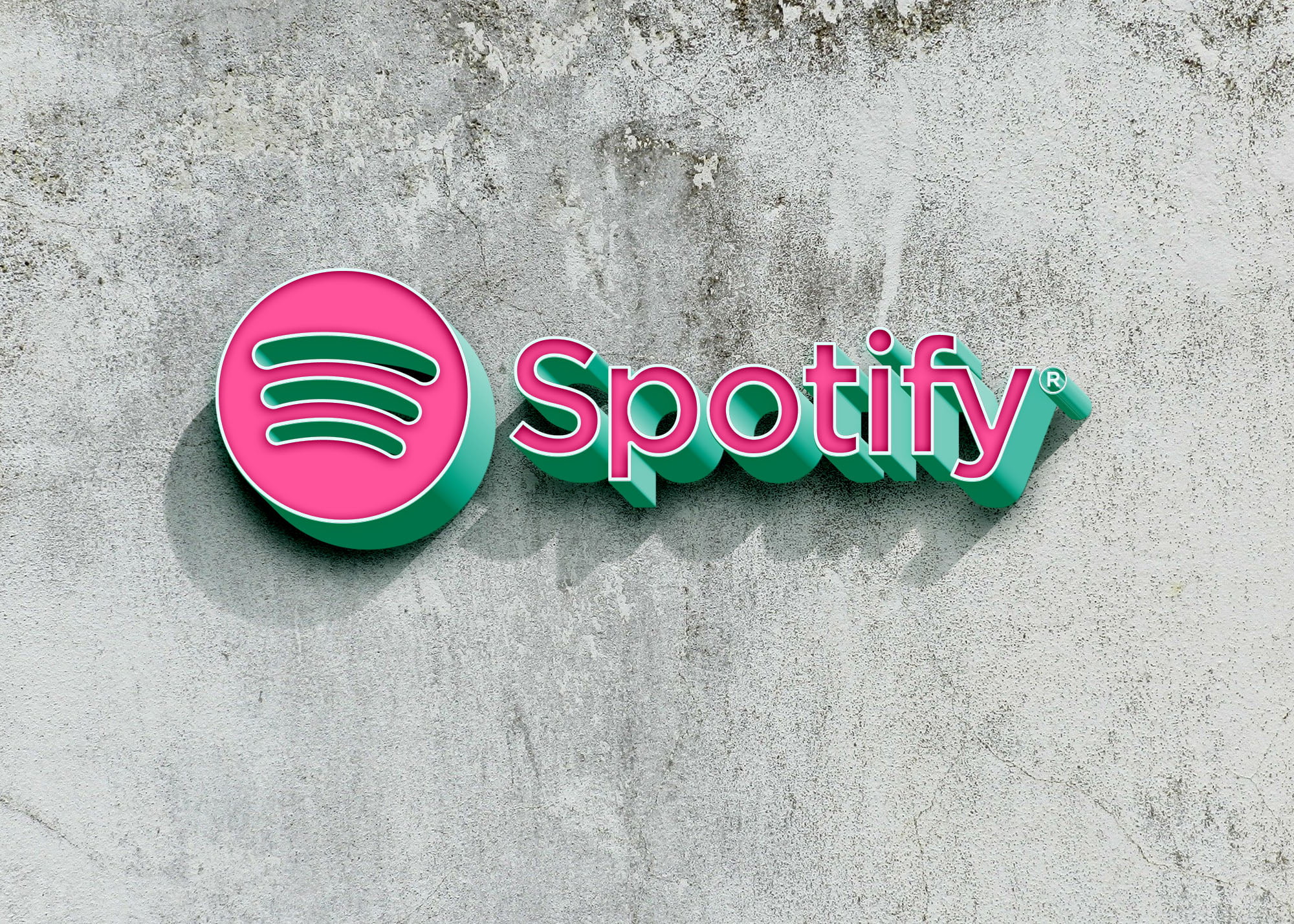 Spotify Colorful logo on 3d wall