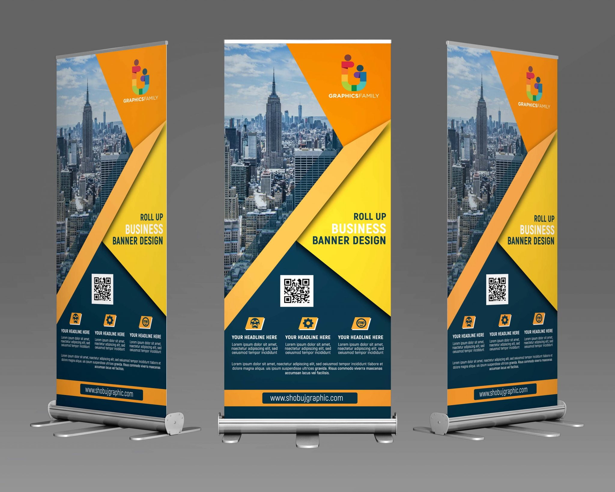 Free Roll Up Banner Design Template Psd