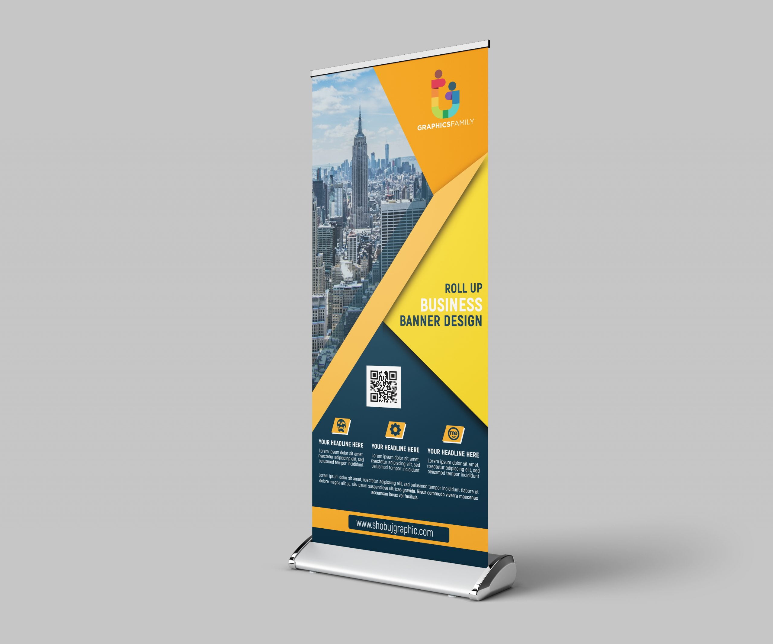 Download Download Roll Up Banner Photoshop Template Free PSD - Free ...