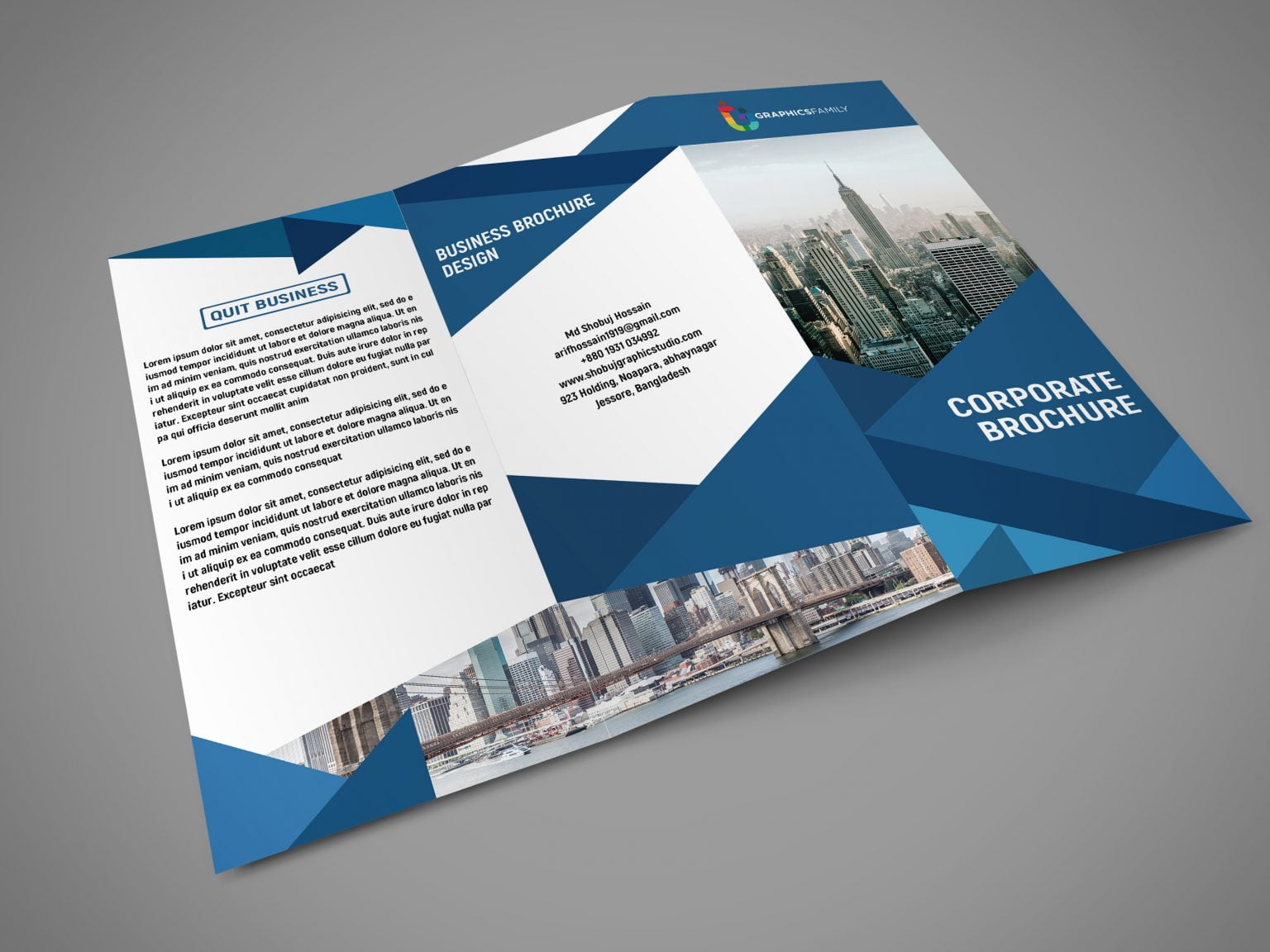 Corporate Business Tri Fold Brochure Design Template Free Psd ...