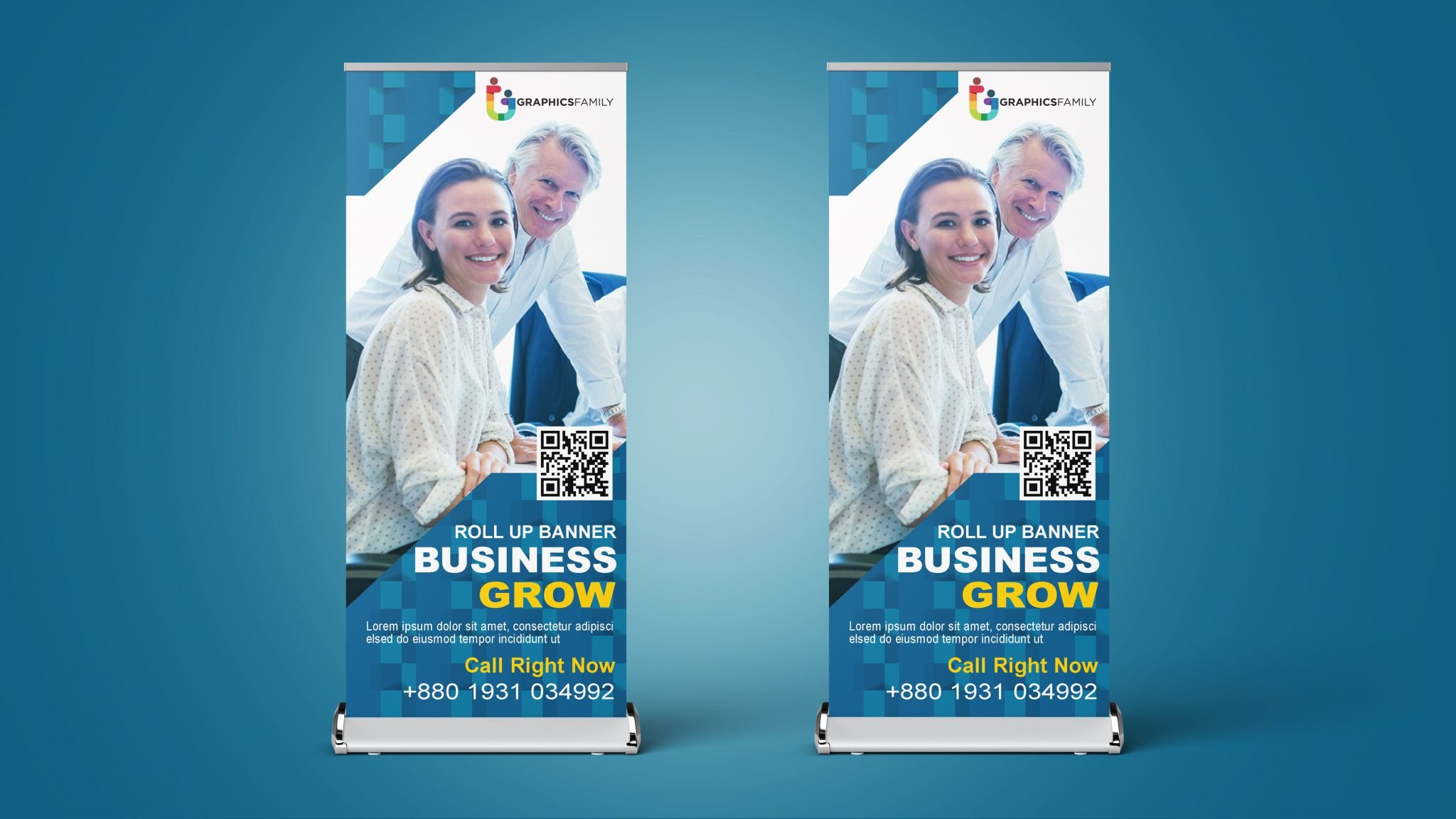 Modern Business Roll Up Banner Design Template Free psd – GraphicsFamily
