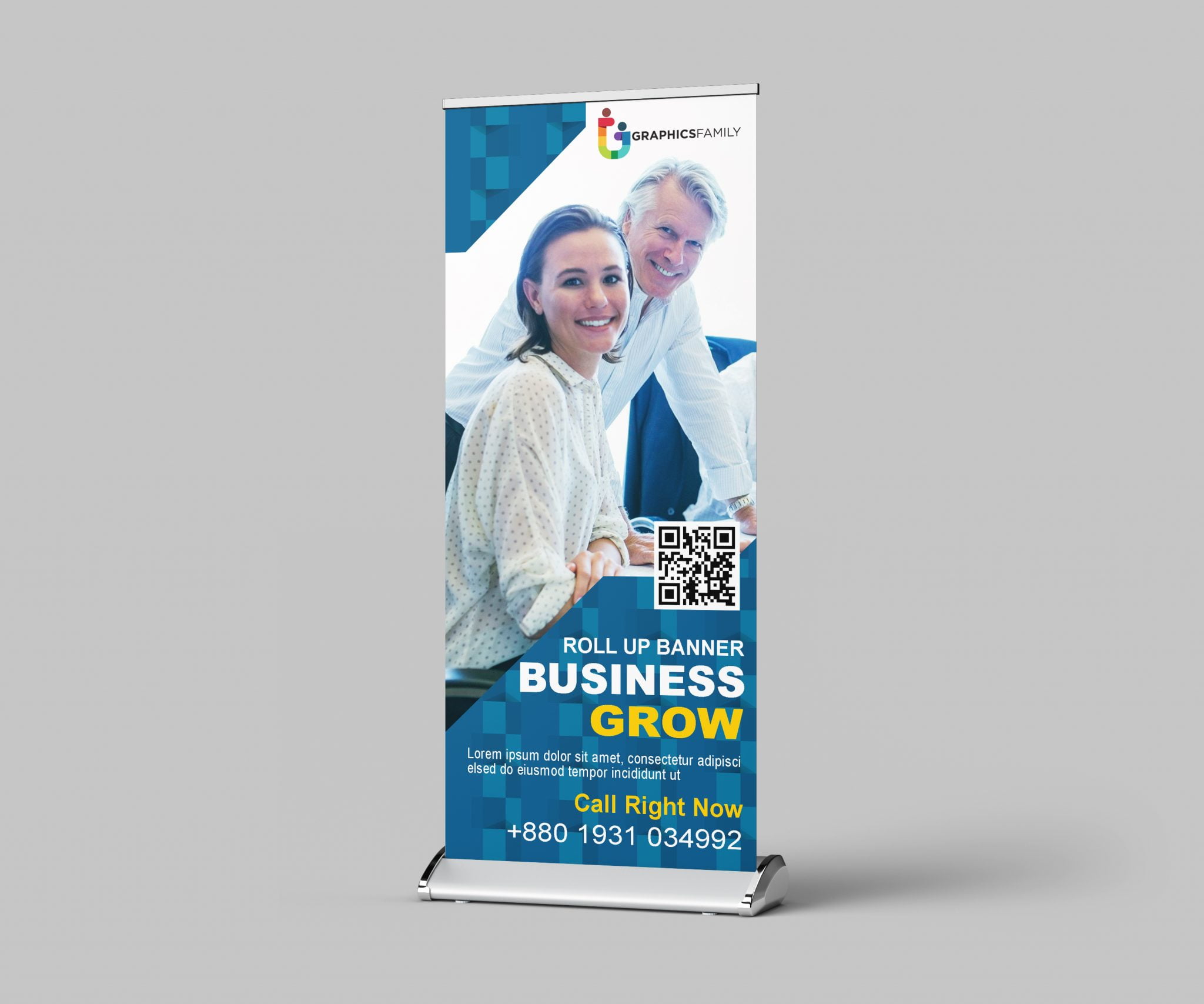 Modern Business Roll Up Banner Design Template Free psd – GraphicsFamily