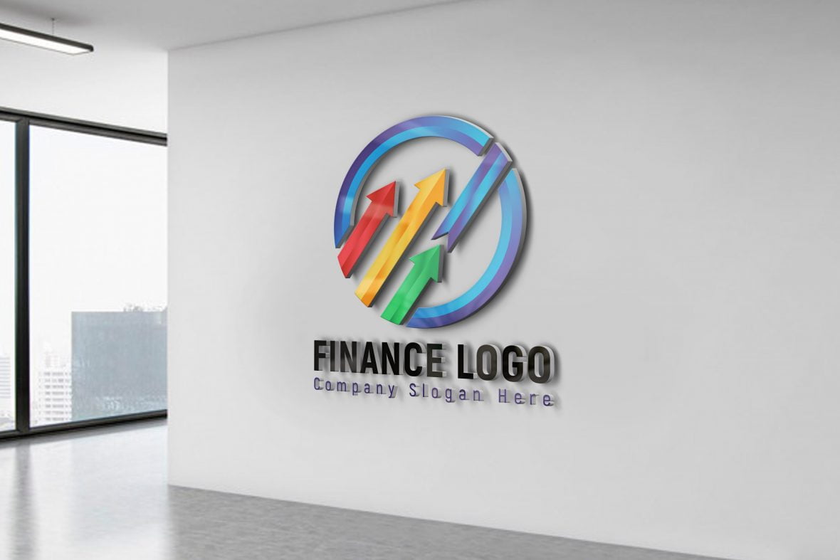 Finance-Company-Logo-Design-on-office-wall-scaled