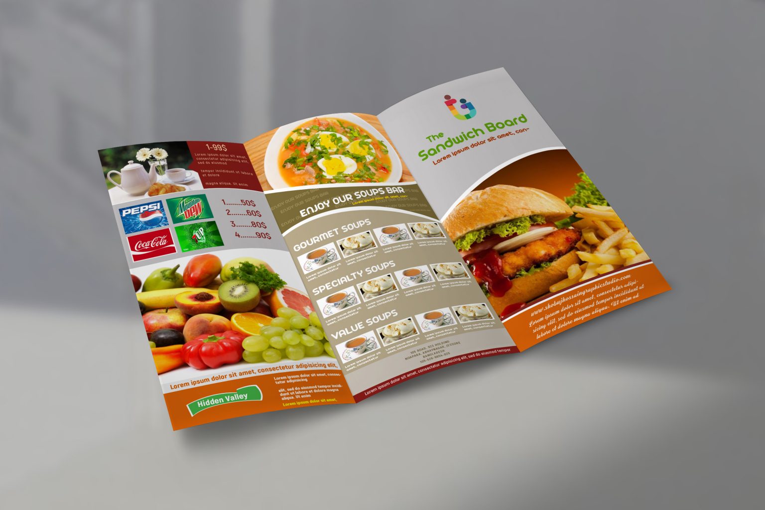 Fast Food Menu Trifold Brochure Design Template Free GraphicsFamily