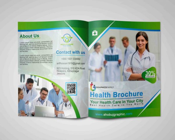 Health Medical Care Bi Fold Brochure Design Free Template – GraphicsFamily