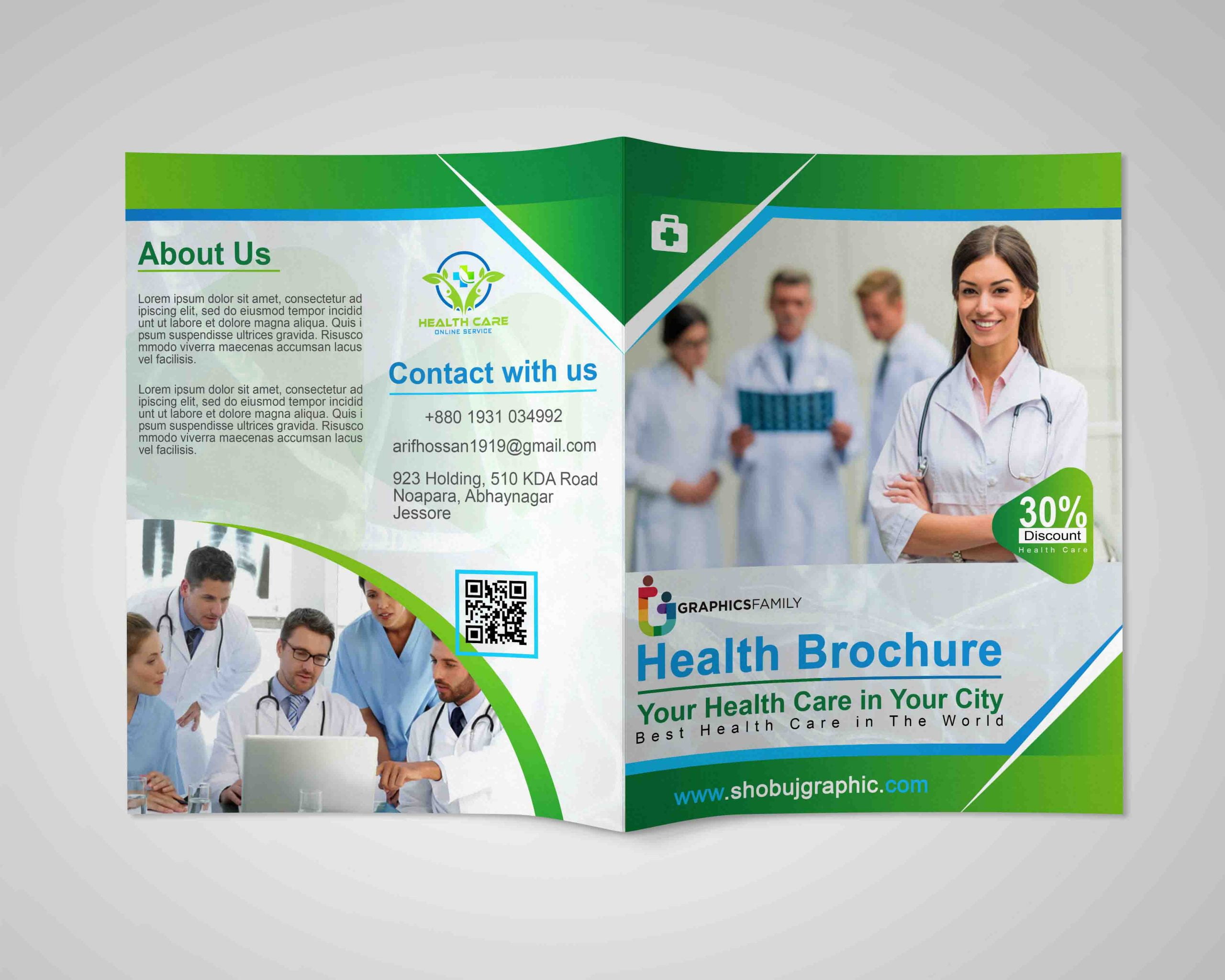 Health Medical Care Bi Fold Brochure Design Free Template GraphicsFamily