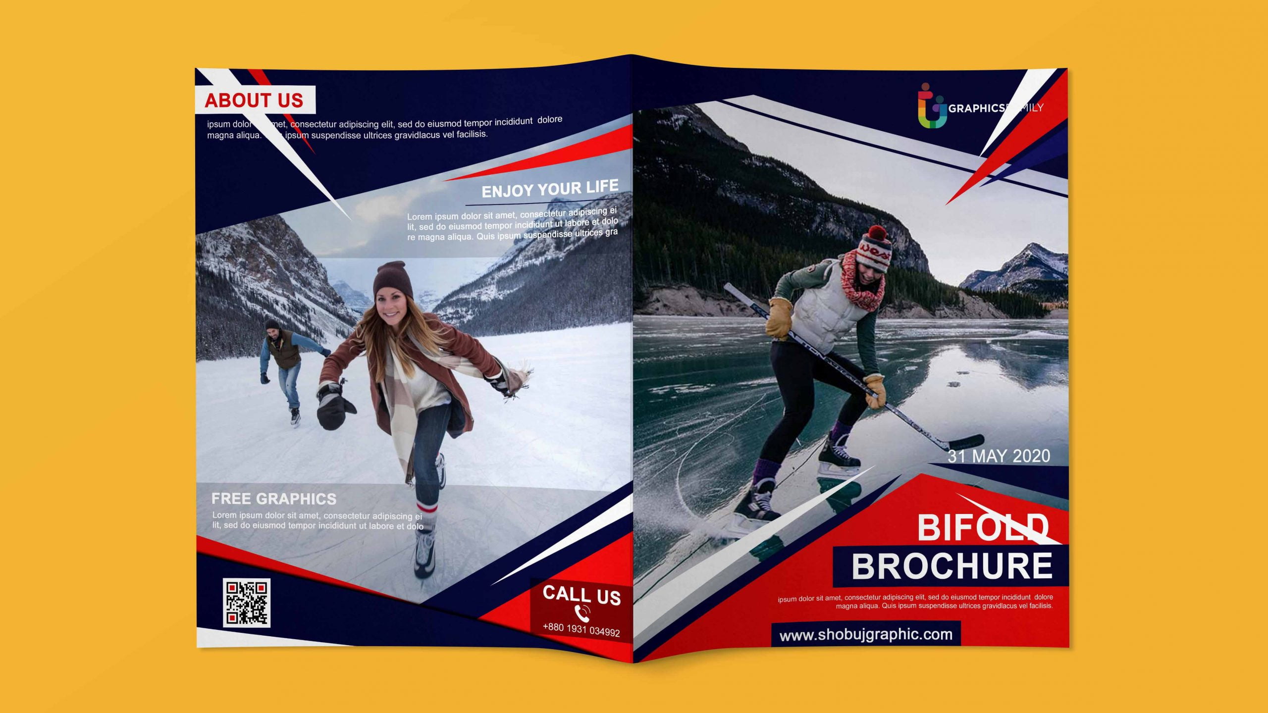 Ice Skate Bi Fold Brochure Design
