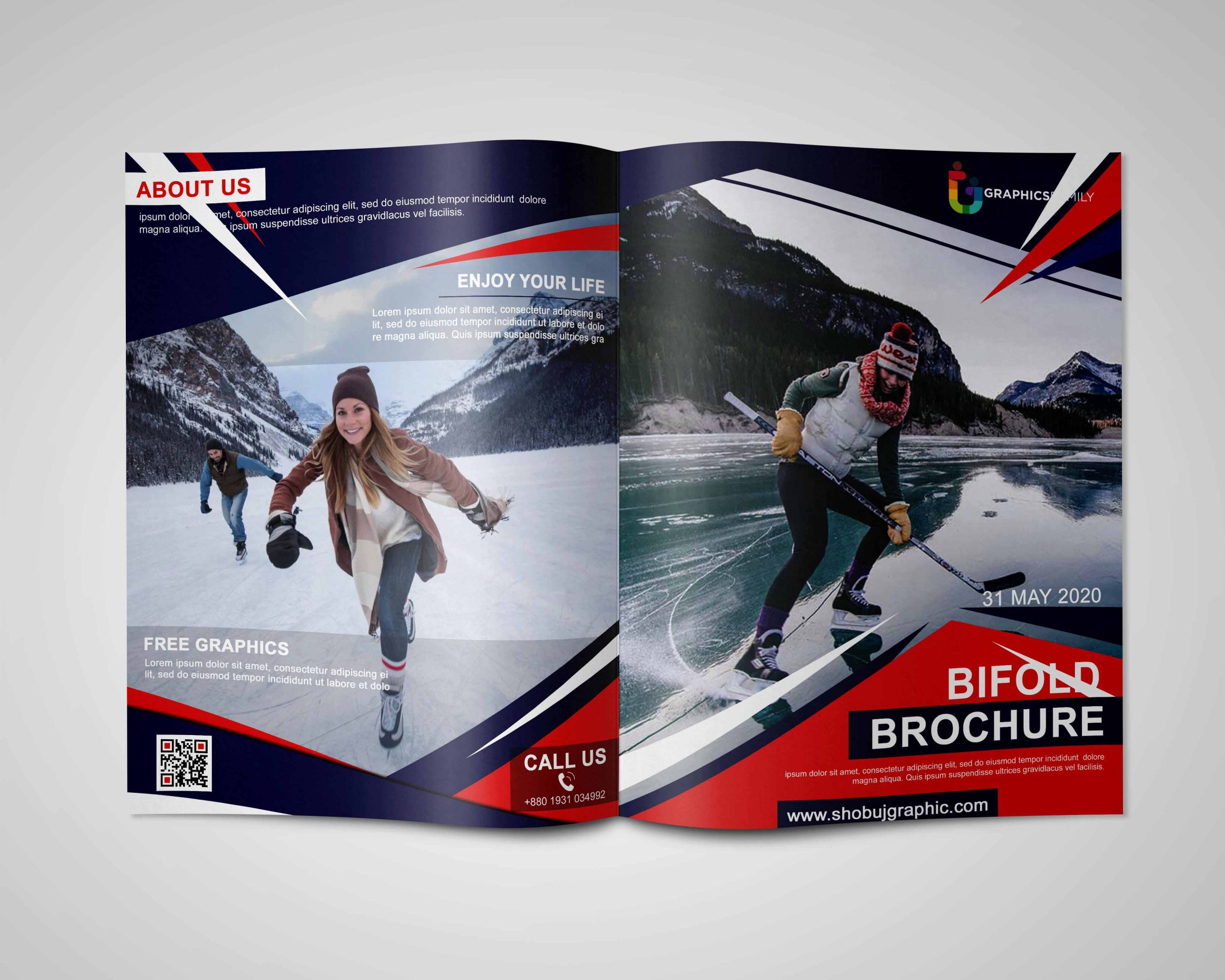 Ice Skate Bi Fold Brochure Template