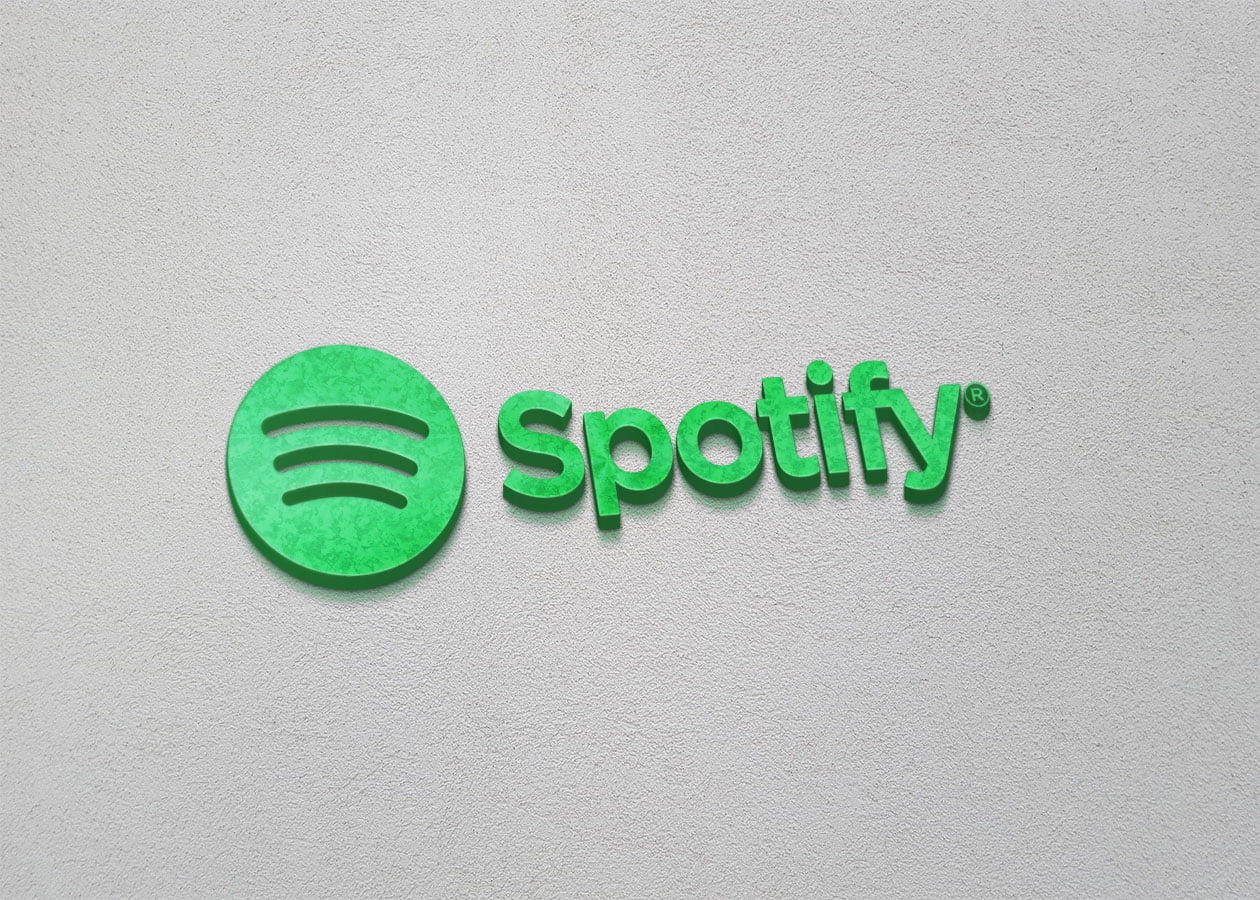 Spotify Logo on 3d wall mockup