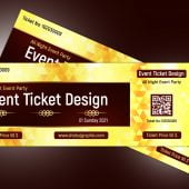 Luxury Golden Event Ticket Design – Photoshop Psd