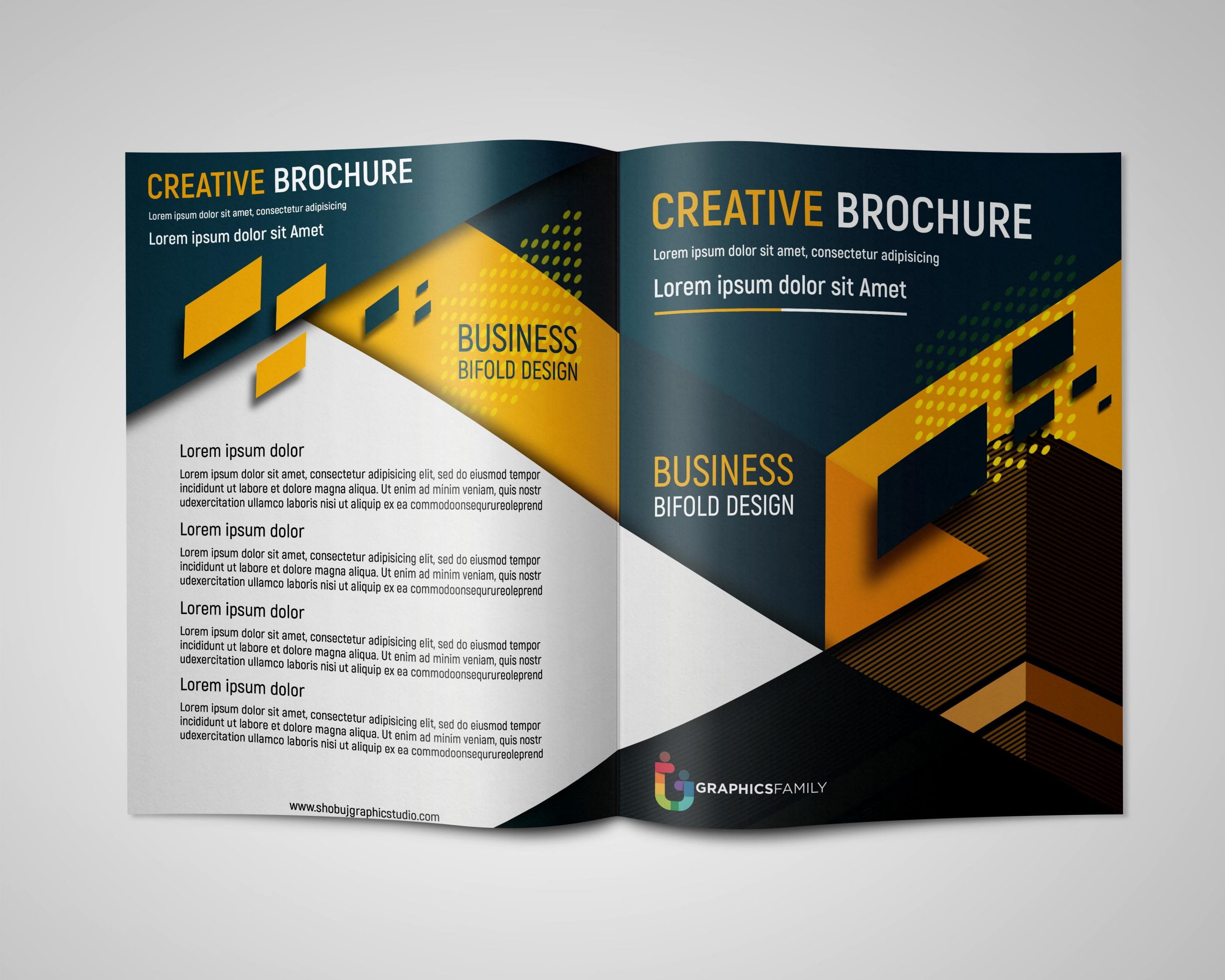 Creative Bi Fold Brochure Design For Business Free psd Regarding Two Fold Brochure Template Psd