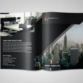 Modern Black bi fold Brochure Design Template psd