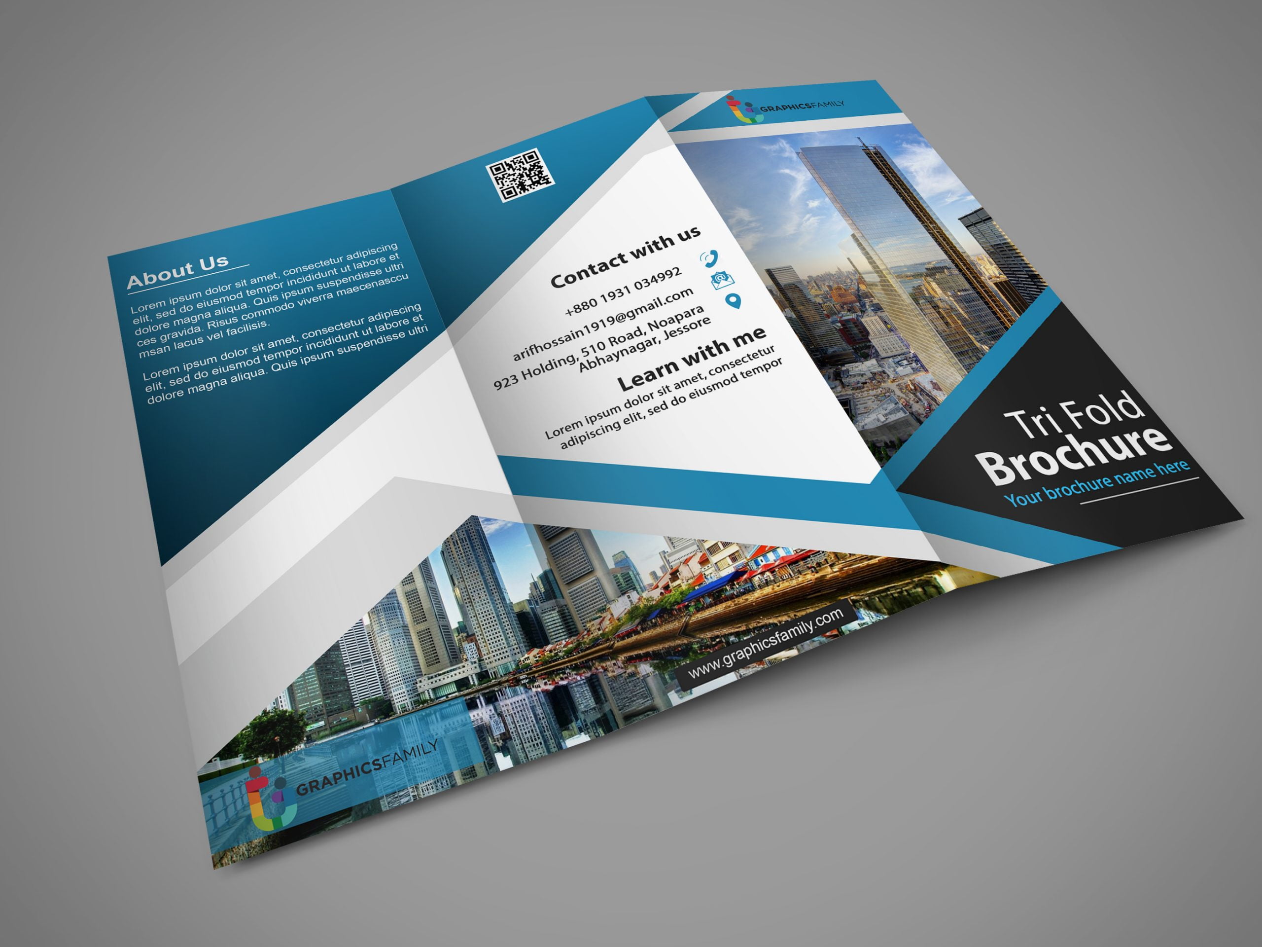  Modern  Tri Fold Brochure  Design Template with Flat Style 