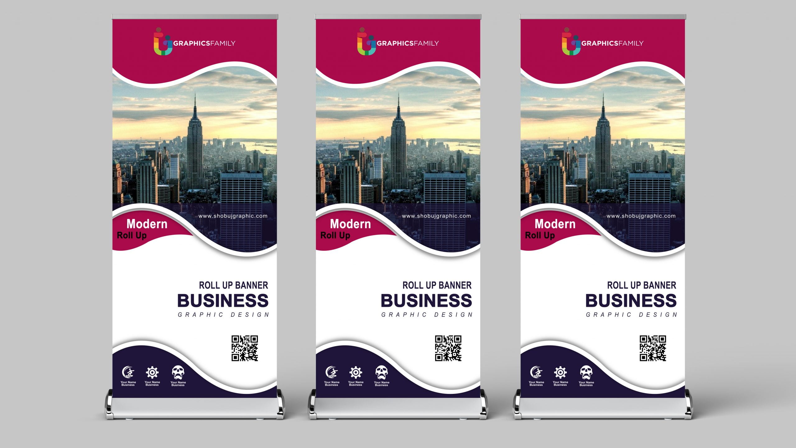 Modern Roll Up Banner Design For Business Free PSD – GraphicsFamily