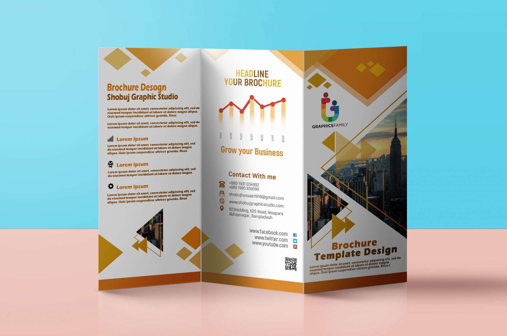 Modern Tri Fold Brochure Design Free PSD GraphicsFamily