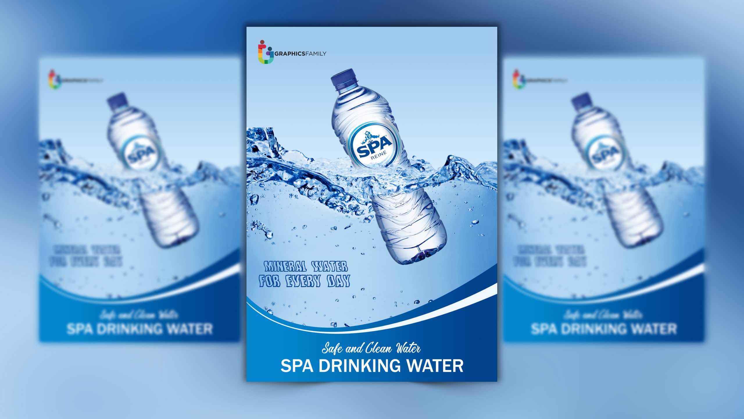 Modern Water company flyer design psd