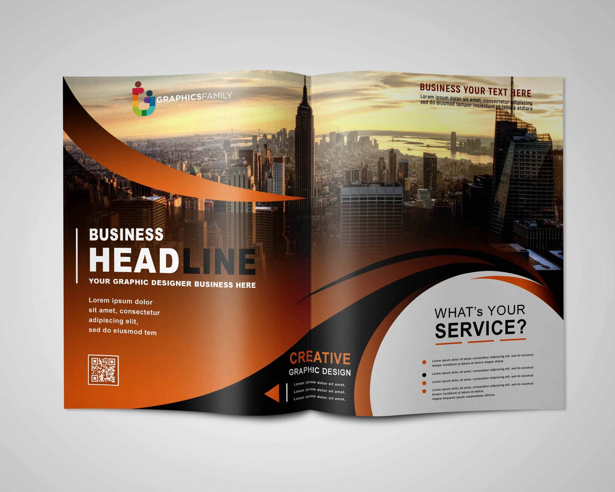 Modern Corporate Bi Fold Brochure Design Template PSD – GraphicsFamily