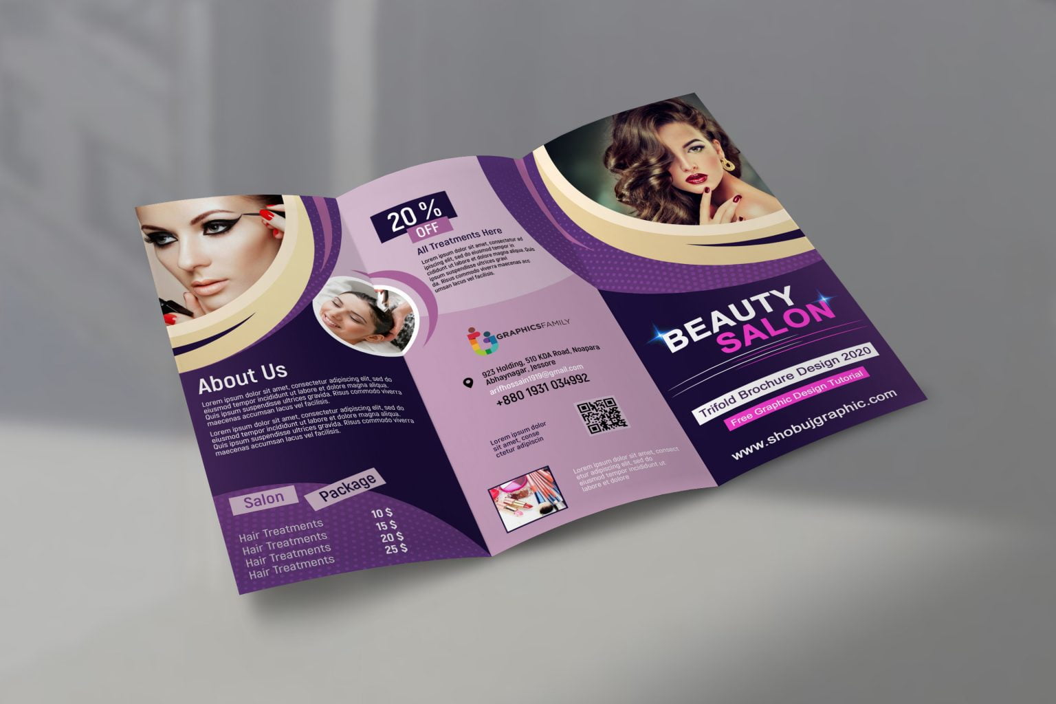 Beauty Salon Tri Fold Brochure Design Template – GraphicsFamily