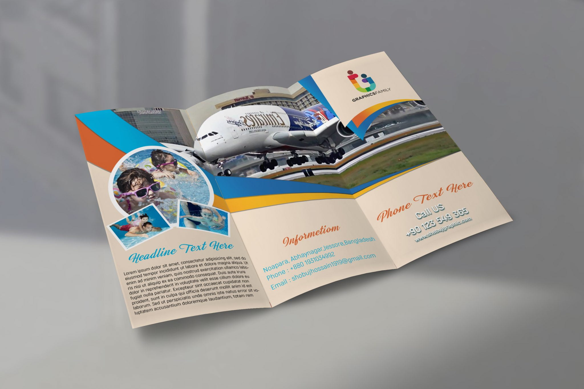 Traveling Tri fold Brochure Design Template Free psd GraphicsFamily