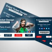 Night Party Event Ticket Design Template Fee PSD