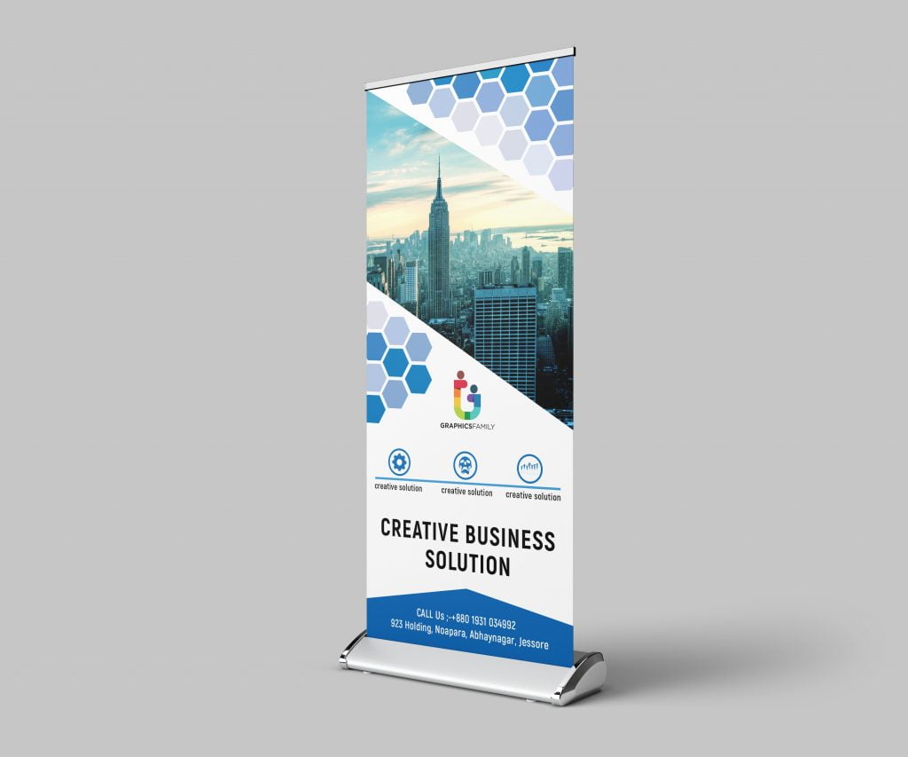 Corporate Polygonal Roll Up Banner Design Template – GraphicsFamily