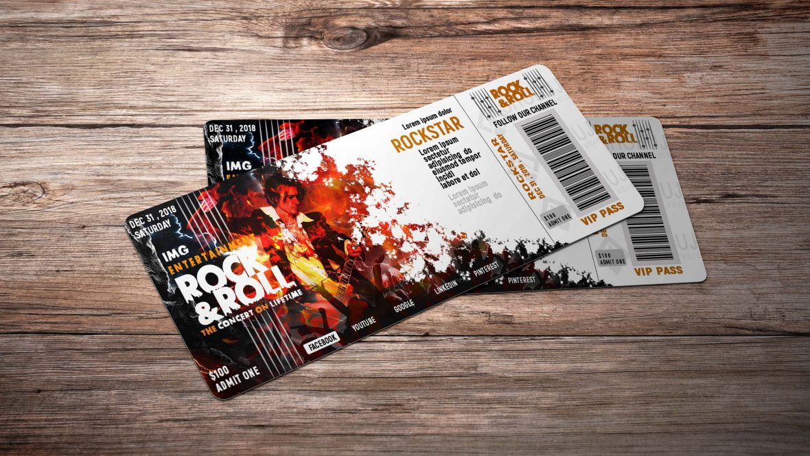 Rock N Roll Event Ticket Design Free PSD GraphicsFamily