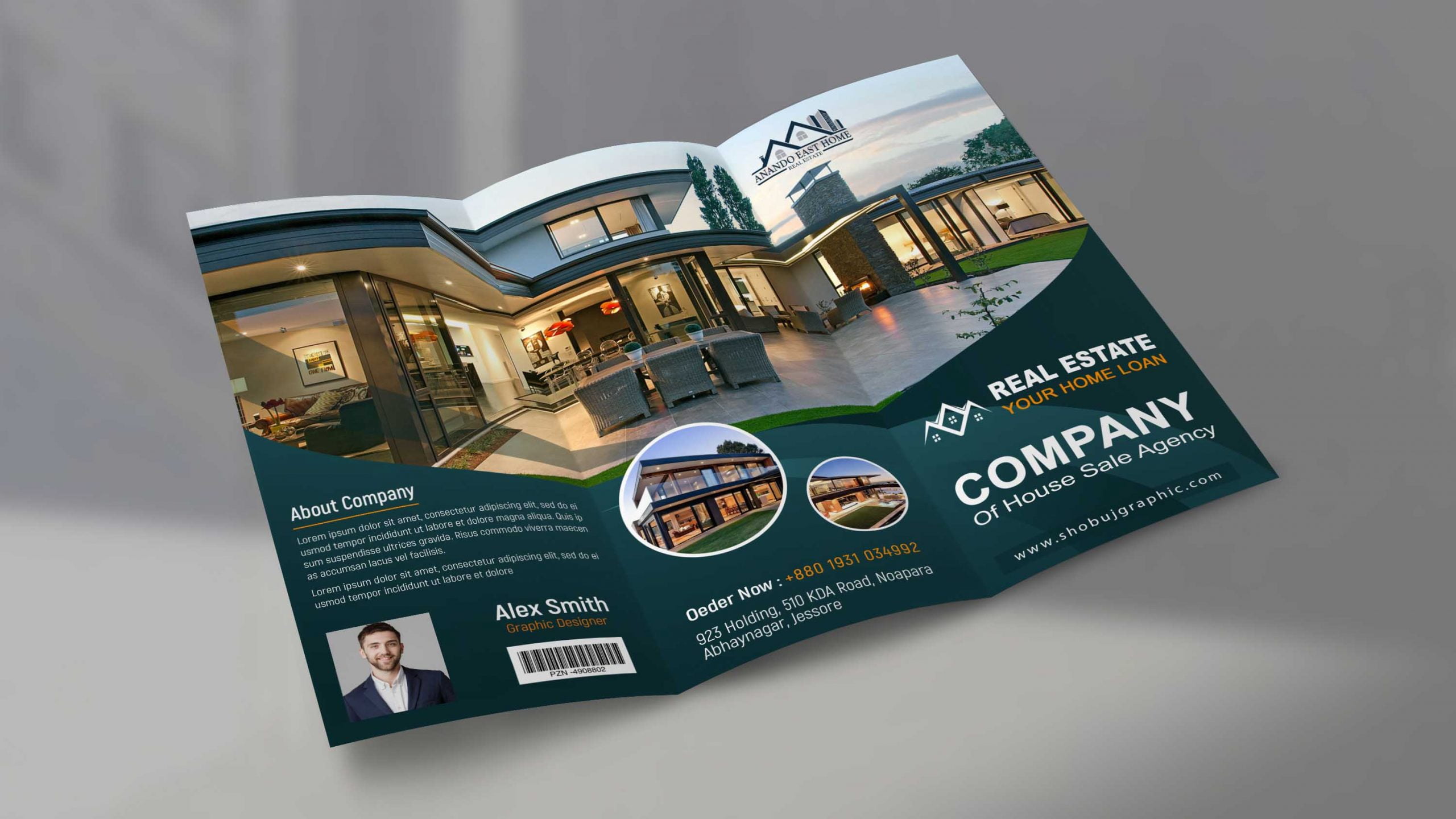 Modern Real Estate Tri Fold Brochure Design Template Free psd GraphicsFamily