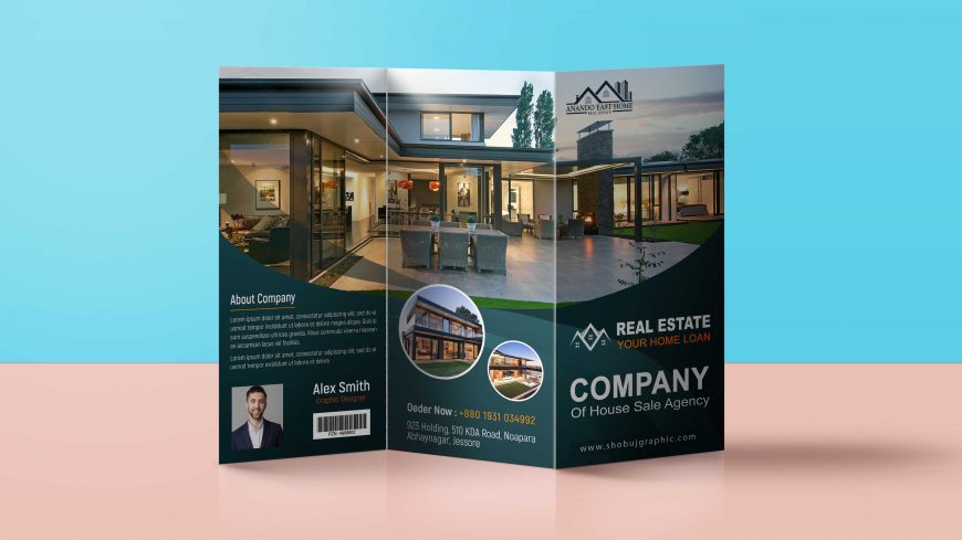 Modern Real Estate Tri Fold Brochure Design Template Free psd