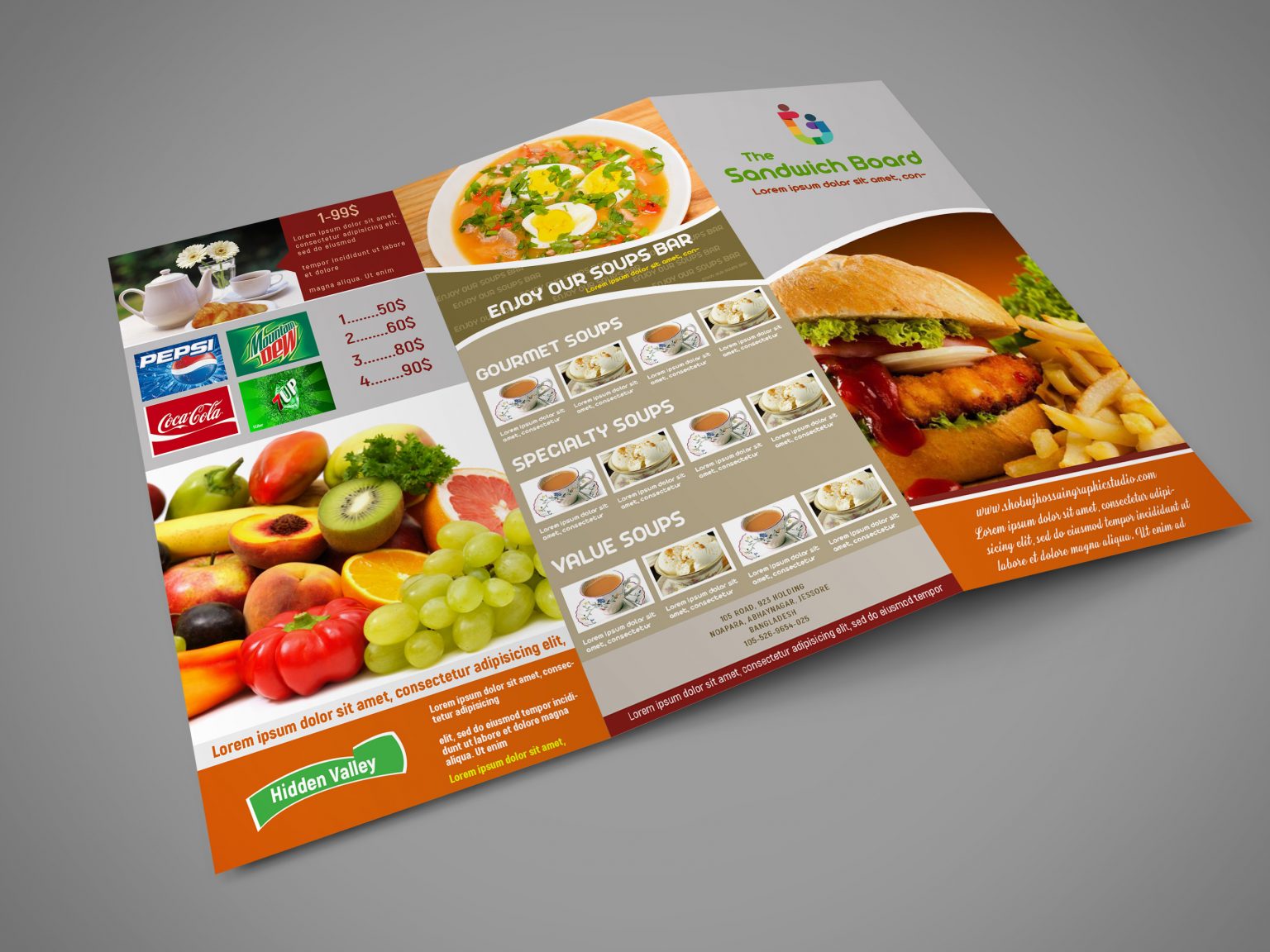 Fast Food Menu Trifold Brochure Design Template Free – GraphicsFamily