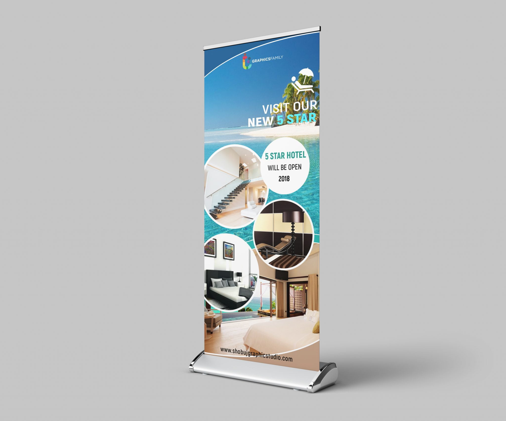 Roll Up Banner Design For Tourist Free psd